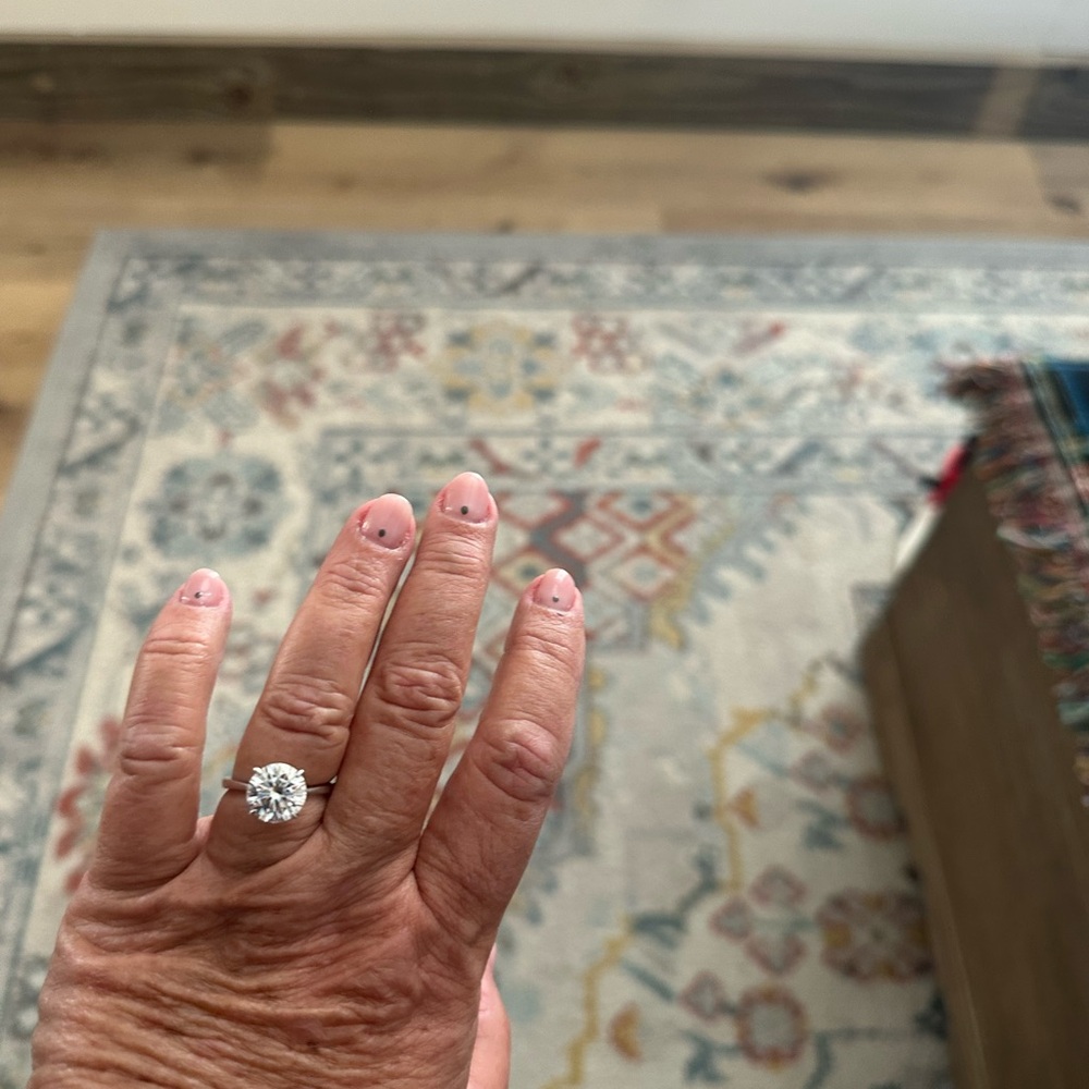 Silver Solitaire Engagement Ring with Clear Stone - Pink Accents